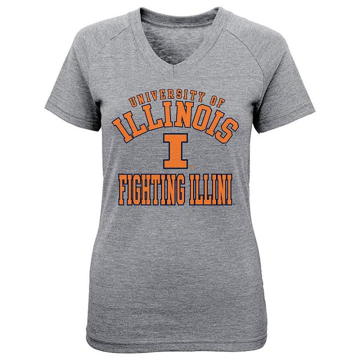 Girls 4-6x Illinois Fighting Illini University Stack Tee, Girl's, Size: M(5/6), Med Grey