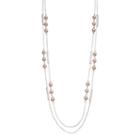 Long Two Tone Beaded Double Strand Station Necklace, Women's, Multicolor