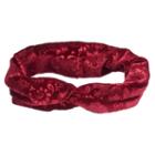 Mudd&reg; Paisley Flower Velvet Stretch Headband, Women's, Dark Red