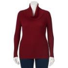 Juniors' Plus Size It's Our Time Cowlneck Ribbed Top, Girl's, Size: 1xl, Dark Red