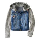 Girls 7-16 Mudd&reg; Knit Hooded Denim Jacket, Girl's, Size: 16, Ovrfl Oth