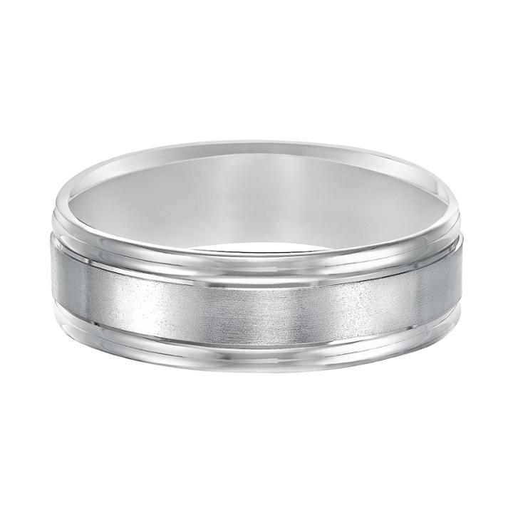 Men's 14k White Gold Double Channel Wedding Band, Size: 9.50