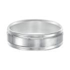 Men's 14k White Gold Double Channel Wedding Band, Size: 9.50