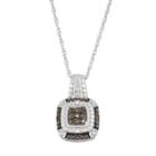 Sterling Silver 1/10 Carat T.w. Black & White Diamond Square Halo Pendant Necklace, Women's, Size: 18