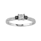 1/2 Carat T.w. Black And White Diamond 10k White Gold Ring, Women's, Size: 7