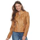 Juniors' J-2 Zipper Pocket Faux-leather Jacket, Teens, Size: Large, Med Brown