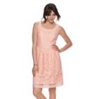 Women's Elle&trade; Scroll Lace Fit & Flare Dress, Size: 16, Lt Orange