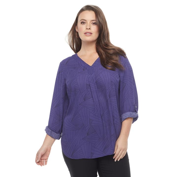 Plus Size Apt. 9&reg; Roll-tab Chiffon Tunic, Women's, Size: 3xl, Drk Purple