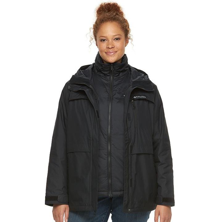 Plus Size Columbia Eagles Call Hooded 3-in-1 Systems Jacket, Women's, Size: 1xl, Grey (charcoal)