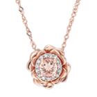 10k Rose Gold Morganite & Diamond Accent Flower Pendant, Women's, Size: 17, Pink