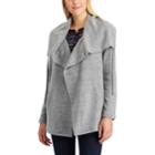 Women's Chaps Rib-knit Drawstring Cardigan, Size: Medium, Grey