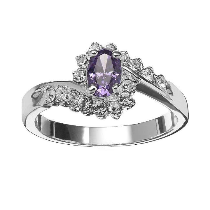 Simulated Crystal Bypass Ring, Women's, Size: 6, Drk Purple