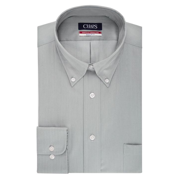 Big & Tall Chaps Essentials Regular-fit Herringbone Wrinkle-free Dress Shirt, Men's, Size: 22 35/6t, Silver