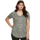 Juniors' Plus Size Mudd&reg; V-neck Shirttail Tunic Tee, Teens, Size: 2xl, Green