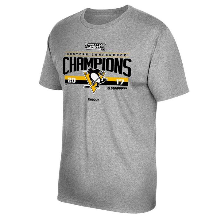 Men's Reebok Pittsburgh Penguins 2017 Conference Champions Locker Room Tee, Size: Medium, Grey