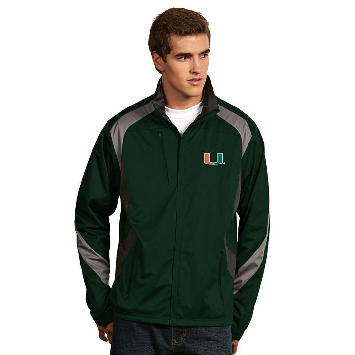Men's Antigua Miami Hurricanes Tempest Desert Dry Xtra-lite Performance Jacket, Size: Xxl, Dark Green