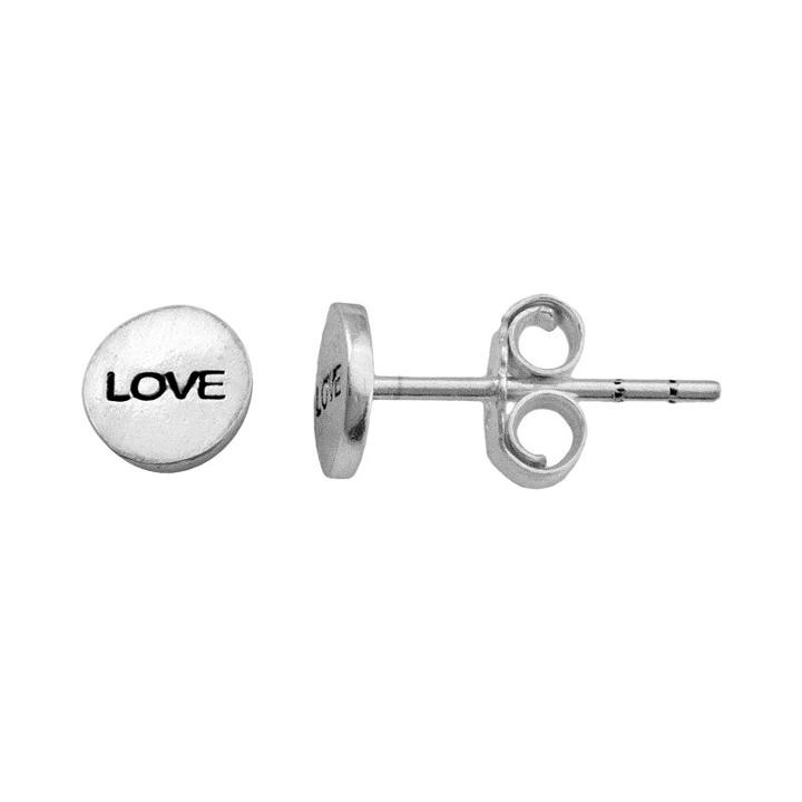 Itsy Bitsy Sterling Silver Love Disc Stud Earrings, Women's