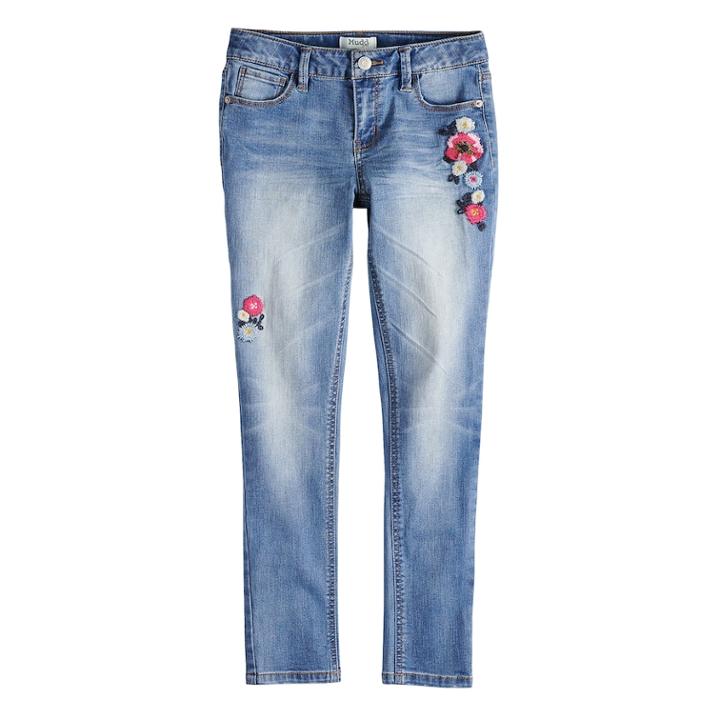 Girls 7-16 Mudd&reg; Destructed Denim Skinny Jeans, Size: 14, Med Blue