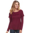 Women's Apt. 9&reg; Ruffle Yoke Tee, Size: Xxl, Dark Red