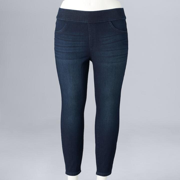 Plus Size Simply Vera Vera Wang Pull-on Capri Jeggings, Women's, Size: 24 W, Dark Blue