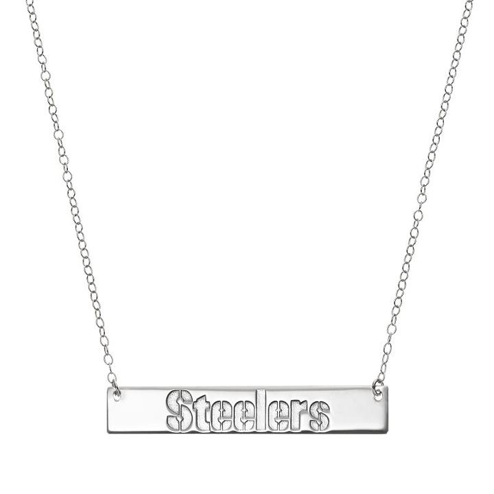 Pittsburgh Steelers Sterling Silver Bar Link Necklace, Women's, Size: 18, Multicolor