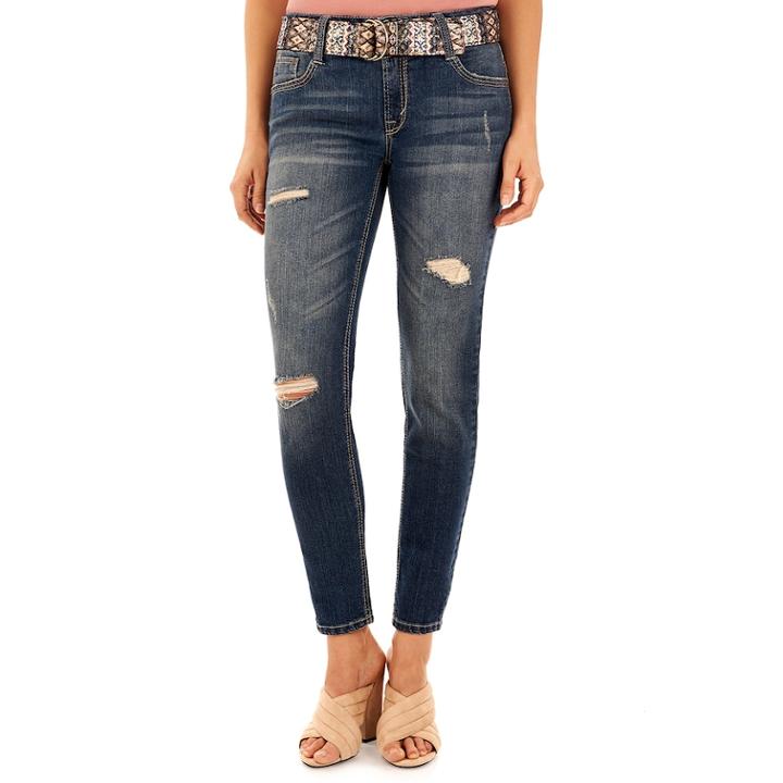 Juniors' Wallflower Distressed Skinny Jeans, Teens, Size: 13, Grey Other