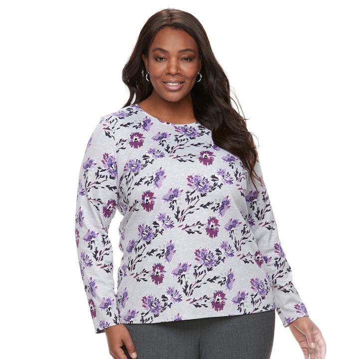 Plus Size Croft & Barrow® Crewneck Long-sleeve Tee, Women's, Size: 3xl, Brt Purple