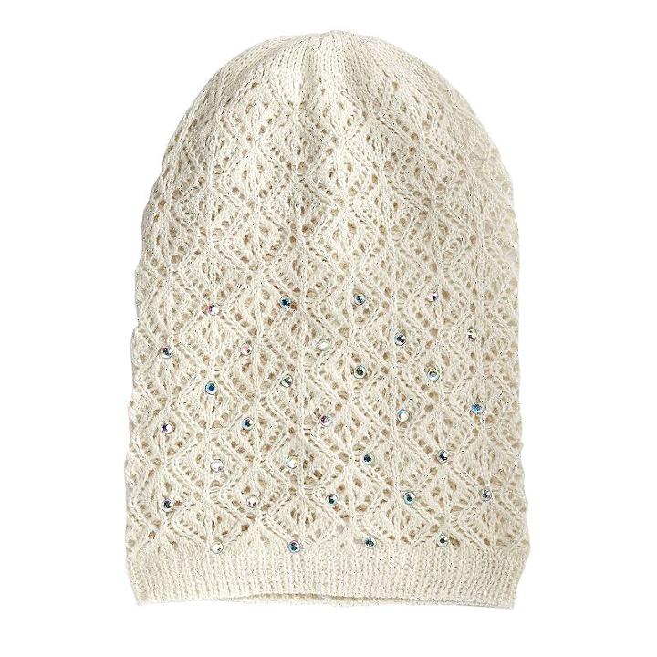 Girls 4-16 Capelli Slouchy Sequin Knit Hat, Girl's, White Oth