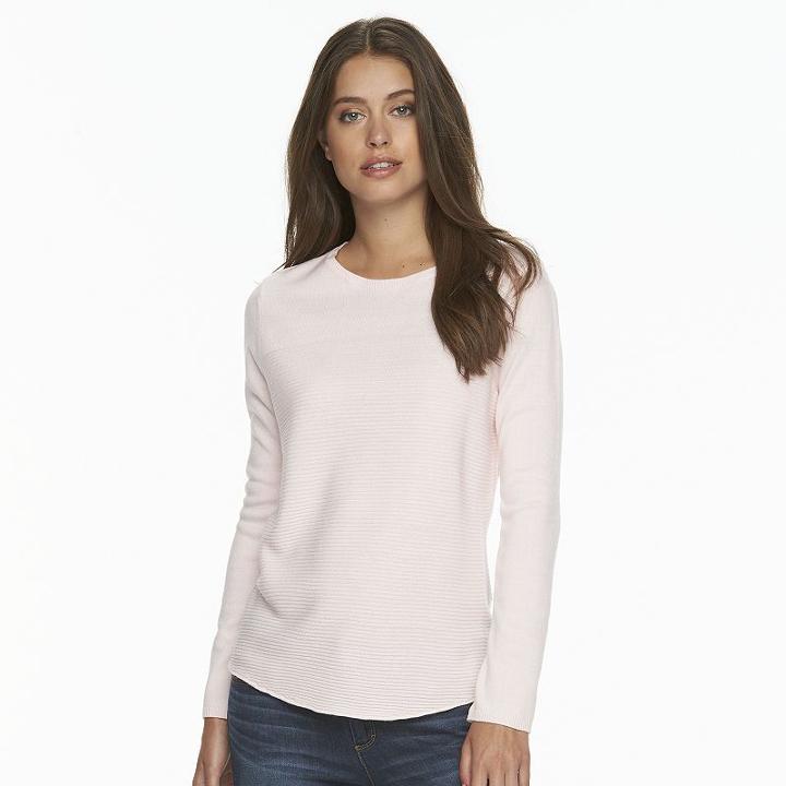 Petite Croft & Barrow&reg; Cozy Crewneck Sweater, Women's, Size: Xl Petite, Brt Pink