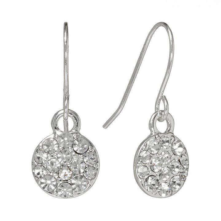 Chaps Silver Tone Simulated Crystal Drop Earrings, Girl's, Grey