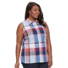 Plus Size Women's Croft & Barrow&reg; Button-front Sleeveless Shirt, Size: 3xl, Orange