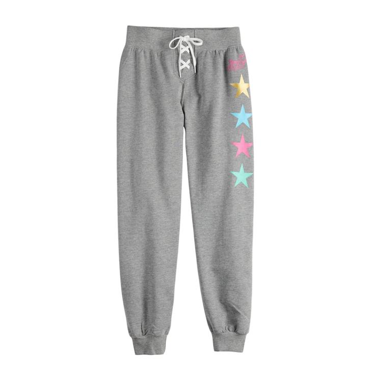 Girls 4-14 Jacques Moret Jojo Siwa Star Warm-up Jogger Pants, Size: Small, Grey