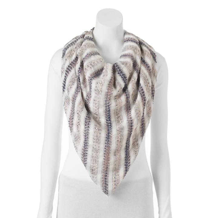 Sonoma Goods For Life&trade; Popcorn & Eyelash Pleated Blanket Square Scarf, Women's, White Oth