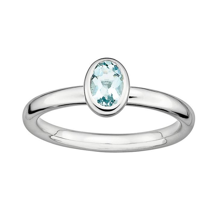 Stacks And Stones Sterling Silver Aquamarine Stack Ring, Women's, Size: 8