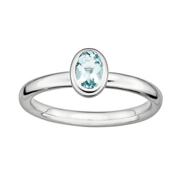 Stacks And Stones Sterling Silver Aquamarine Stack Ring, Women's, Size: 8