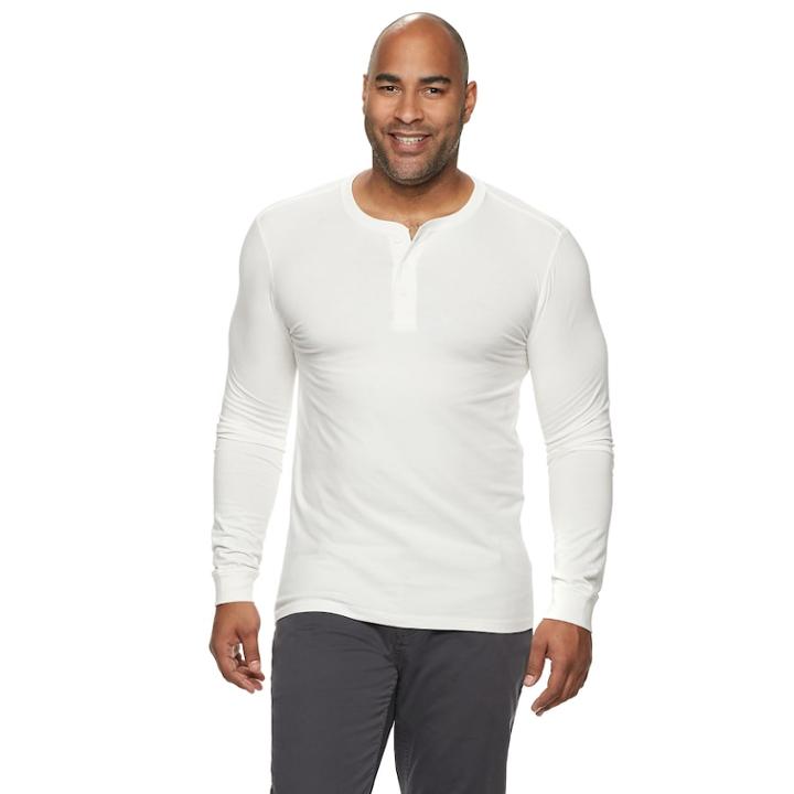 Big & Tall Sonoma Goods For Life&trade; Supersoft Modern-fit Henley, Men's, Size: M Tall, White