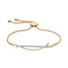 14k Gold Over Silver 1/5 Carat T.w. Diamond Curved Bar Bolo Bracelet, Women's, White
