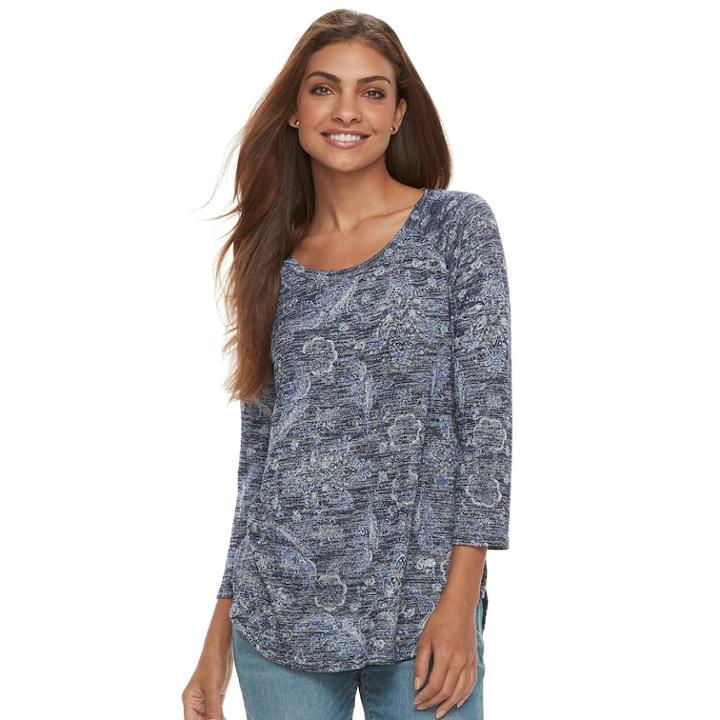 Petite Sonoma Goods For Life&trade; Raglan Crewneck Tunic, Women's, Size: M Petite, Dark Blue