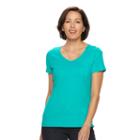 Women's Croft & Barrow&reg; Essential V-neck Tee, Size: Large, Med Green