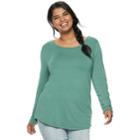 Juniors' Plus Size Mudd&reg; Crewneck Tee, Teens, Size: 3xl, Med Blue