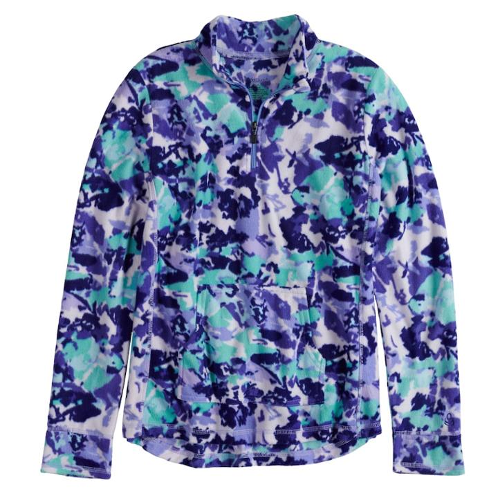 Girls 4-16 Cuddl Duds 1/4 Zip Fleece Top, Size: 14-16, Purple