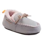 Baby Girl Skidders Moccasin Slippers, Size: 12 Months, Grey