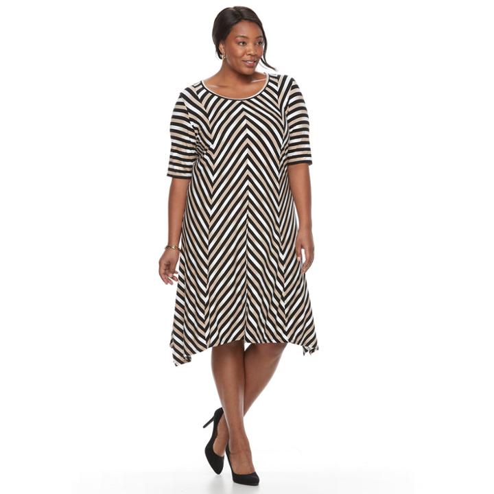 Plus Size Women's Dana Buchman Sharkbite Dress, Size: 1xl, Blue (navy)