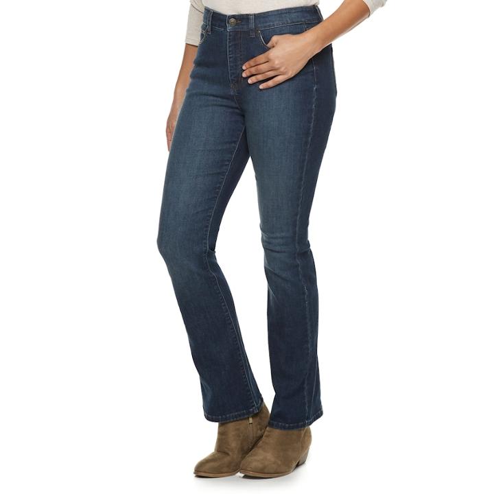 Women's Croft & Barrow&reg; Classic Curvy Bootcut Jeans, Size: 14 Short, Blue (navy)
