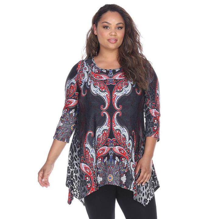 Plus Size White Mark Aymmetrical Tunic, Women's, Size: 2xl, Grey