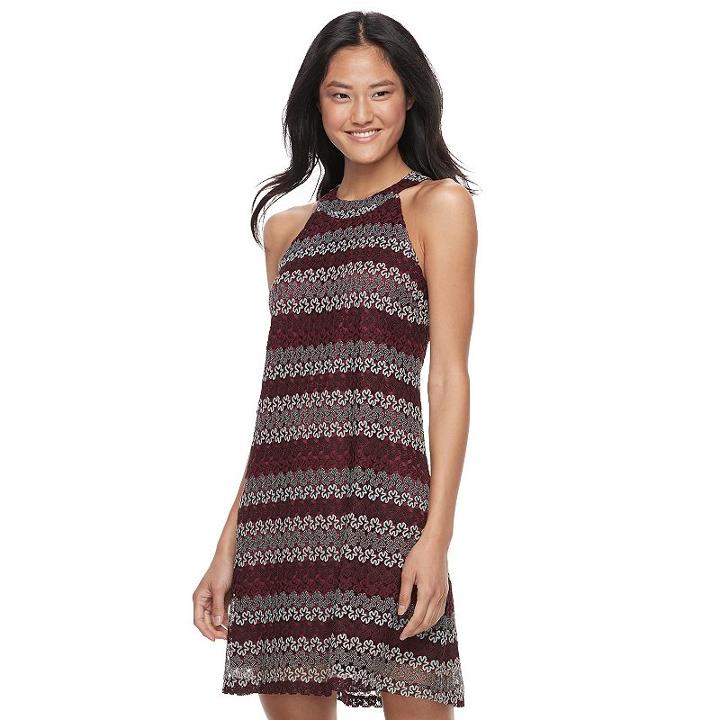 Juniors' Candie's&reg; Print Halter Shift Dress, Teens, Size: Small, Squiggle Print