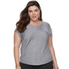 Plus Size Jennifer Lopez Dolman V-neck Tee, Women's, Size: 0x, Med Grey