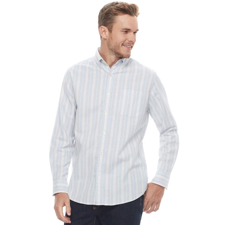 Men's Sonoma Goods For Life&trade; Flexwear Classic-fit Oxford Stretch Button-down Shirt, Size: Xl, Blue (navy)