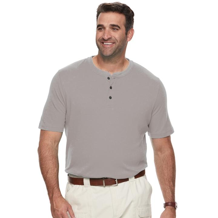 Big & Tall Croft & Barrow&reg; Classic-fit Easy-care Interlock Henley, Men's, Size: 2xb, Med Grey