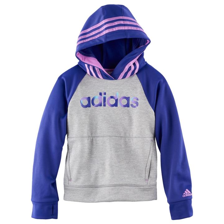 Girls 4-6x Adidas Raglan Colorblock Hoodie, Size: 6x, Drk Purple